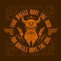 Bearded biker. Vector vintage bikers badge