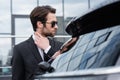 bearded bodyguard in suit and sunglasses Royalty Free Stock Photo
