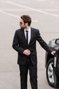 bearded bodyguard in suit and sunglasses Royalty Free Stock Photo