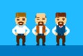 Bearded Business Man Collection Pixelated Vector