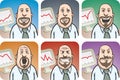 Bearded Businessman with Chart on display in various emotions