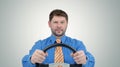 Bearded businessman with a steering wheel Royalty Free Stock Photo