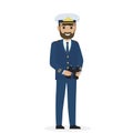 Bearded Captain in Blue Toggery with Binoculars Royalty Free Stock Photo