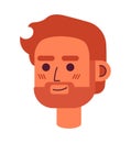 Bearded caucasian adult guy 2D vector avatar illustration