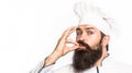 Bearded chef, cooks or baker. Bearded male chefs isolated on white, perfect. Chef, cook making tasty delicious gesture Royalty Free Stock Photo