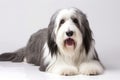 Bearded Collie Dog On White Background. Generative AI