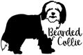 Bearded Collie silhouette black and white word