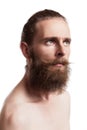 Bearded cool hipster over white background