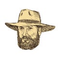 Bearded Cowboy Head Drawing