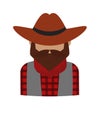 Bearded dangerous criminal man cartoon character vector illustration. Royalty Free Stock Photo