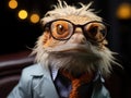 Bearded dragon professor with tiny glasses