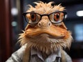 Bearded dragon professor with tiny glasses