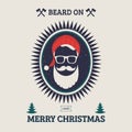 Bearded face illustration. Christmas Santa design