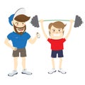 Bearded fitness personal trainer instructor and funny sportsman