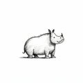 Minimalistic Rhino Illustration In Mono-ha Style