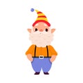 Bearded Gnome in Hat as Fairy Tale Character Vector Illustration Royalty Free Stock Photo