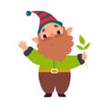 Bearded Gnome in Hat as Fairy Tale Character Vector Illustration Royalty Free Stock Photo