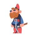 Bearded Gnome with Pickaxe as Fairytale Character Vector Illustration