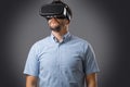 Bearded guy in virtual reality Royalty Free Stock Photo