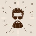 Bearded Hipster silhouette. Fashion Vector illustration eps 10 isolated on white background Royalty Free Stock Photo