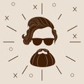 Bearded Hipster silhouette. Fashion Vector illustration eps 10 isolated on white background. Royalty Free Stock Photo