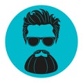 Bearded Hipster silhouette. Fashion Vector illustration eps 10 on white background. Royalty Free Stock Photo