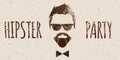 Bearded Hipster silhouette with lettering - Hipster party Royalty Free Stock Photo