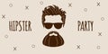 Bearded Hipster silhouette with lettering - Hipster party Royalty Free Stock Photo