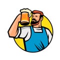 Bearded Hipster Toasting Beer Mug Circle Mascot