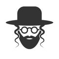 Bearded Jew with hat and sunglasses. Icon of Hasid