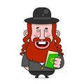 Bearded Jew In A Hat . Vector Illustration For Poster
