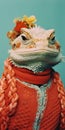 Analog Portrait: Bearded Dragon In Stylish Orange Sweater