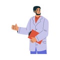 Bearded Male Doctor Character as Professional Hospital Worker Vector Illustration