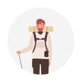 Bearded male tourist with backpack