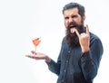 Bearded man with alcoholic cocktail