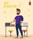 Bearded Man Art Director on Office Desk Background Royalty Free Stock Photo