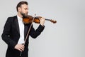 Bearded man artistic violinist performing Royalty Free Stock Photo