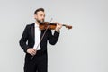 Bearded man artistic violinist performing Royalty Free Stock Photo