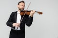 Bearded man artistic violinist performing Royalty Free Stock Photo