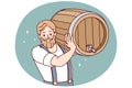 Bearded man with beer barrel