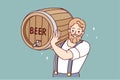 Bearded man with beer barrel