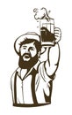 Bearded man with a beer mug in his hand