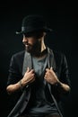 The bearded man in a bowler hat Royalty Free Stock Photo