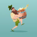 Bearded Man Carry Beer Barrel