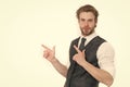 Bearded man or confident gentleman in waistcoat and tie