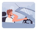 Bearded man driving and talking to phone Royalty Free Stock Photo