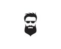 Bearded man with hair cut fashion logo silhouette