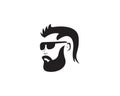 Bearded man with hair cut fashion logo silhouette Royalty Free Stock Photo
