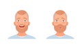 Bearded Man Head Laughing and Gasping in Amazement as Facial Expression Vector Set