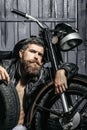 Bearded man hipster biker Royalty Free Stock Photo